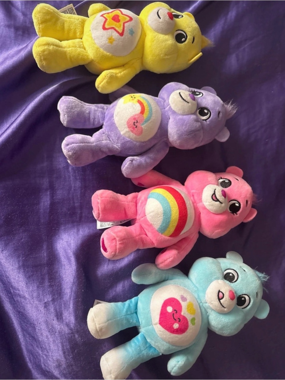 Care Bears Plush Set - Yellow, Purple, Pink, Blue